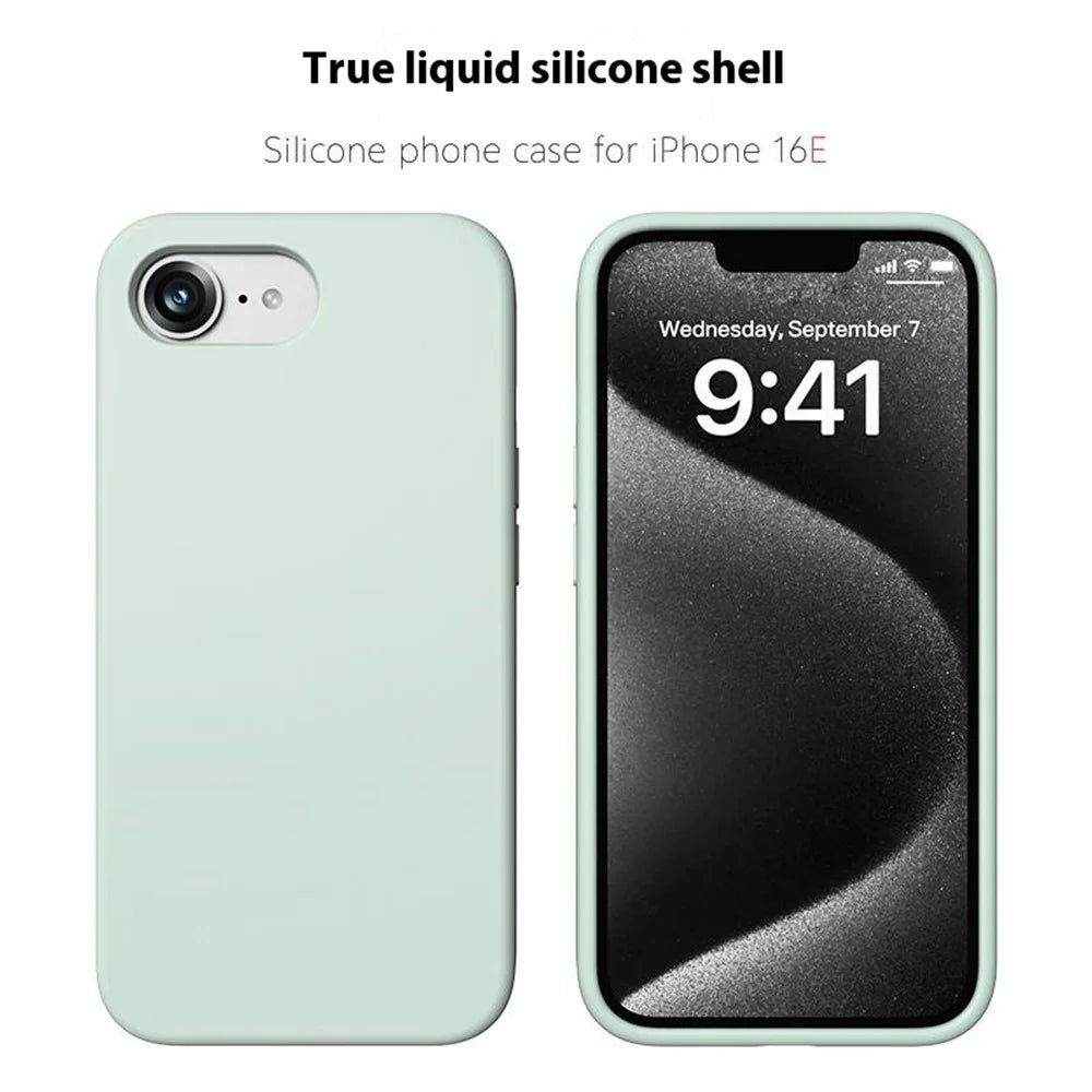 For iPhone 17e / 16e Case PC + Liquid Silicone Anti-Scratch Lining Phone Cover - Light Green - 2