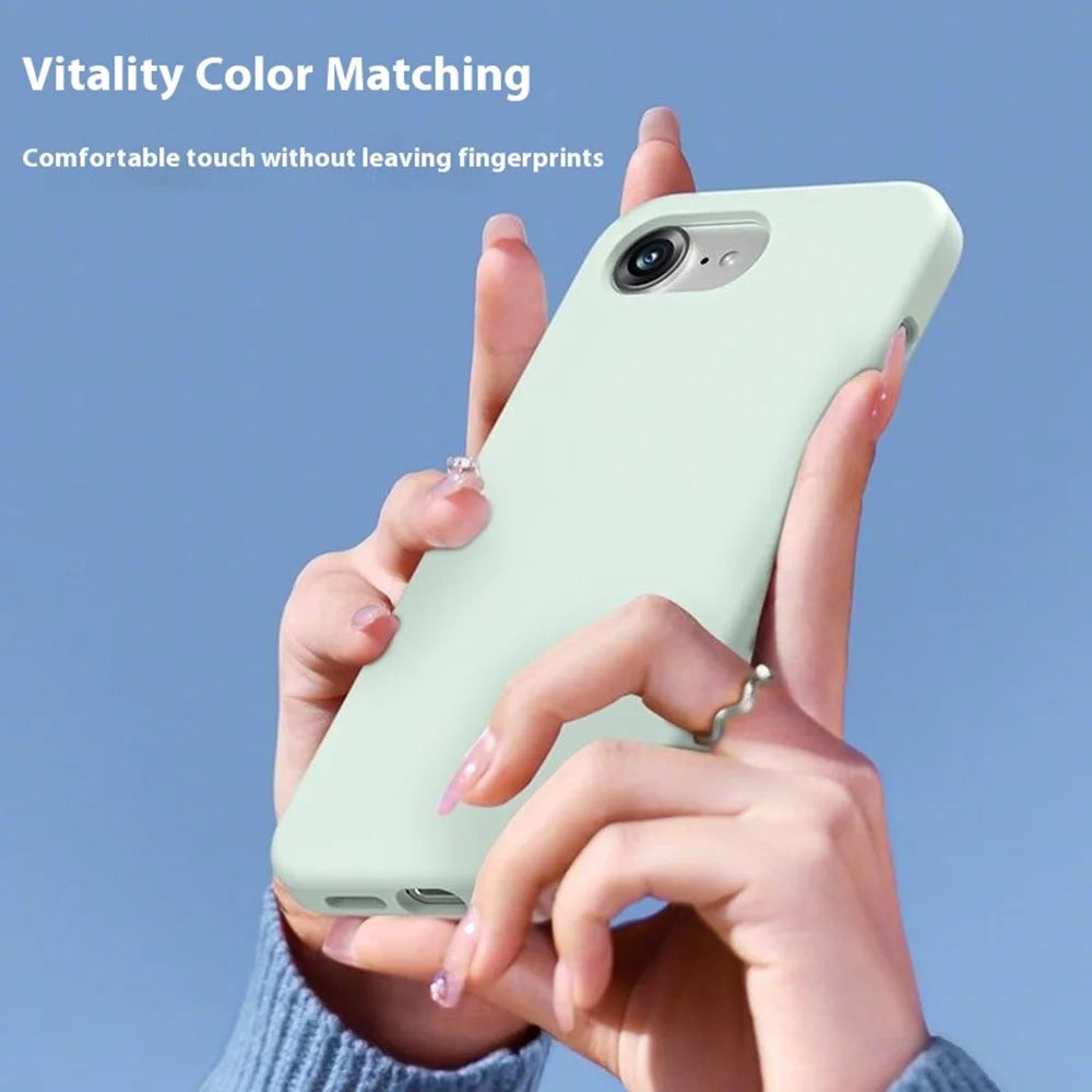 For iPhone 17e / 16e Case PC + Liquid Silicone Anti-Scratch Lining Phone Cover - Light Green - 3