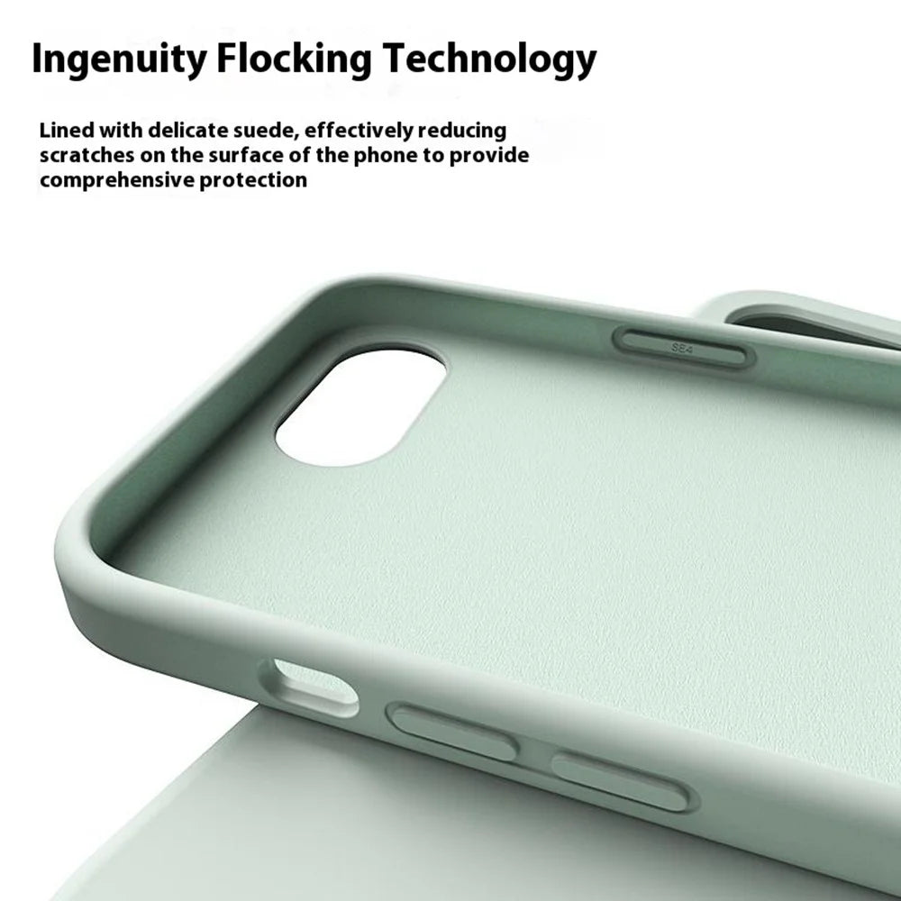 For iPhone 17e / 16e Case PC + Liquid Silicone Anti-Scratch Lining Phone Cover - Light Green - 5