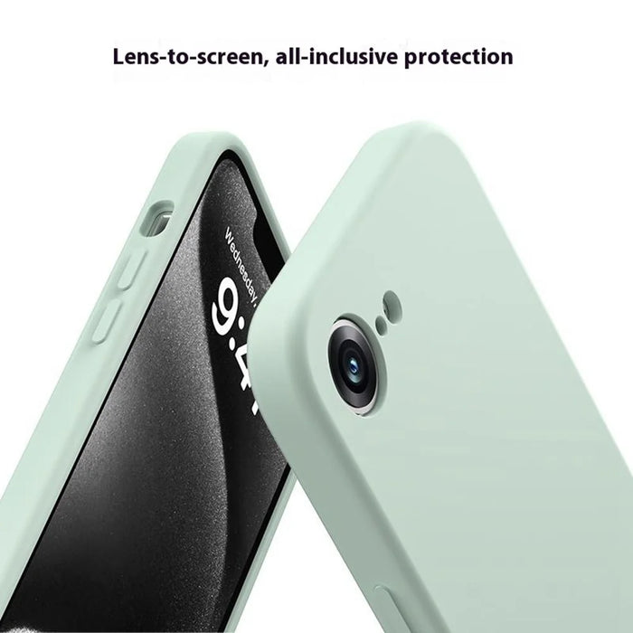 For iPhone 17e / 16e Case Precision Fit PC + Liquid Silicone Protective Phone Cover with Microfiber Lining - Light Green - 4