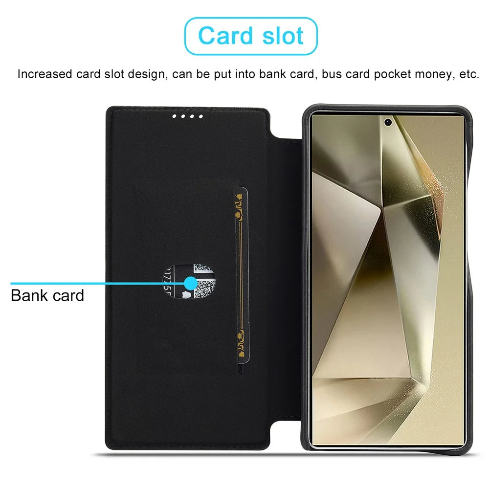 LC.IMEEKE For Samsung Galaxy S25 Case Card Holder Stand Leather Phone Cover - Black - 4