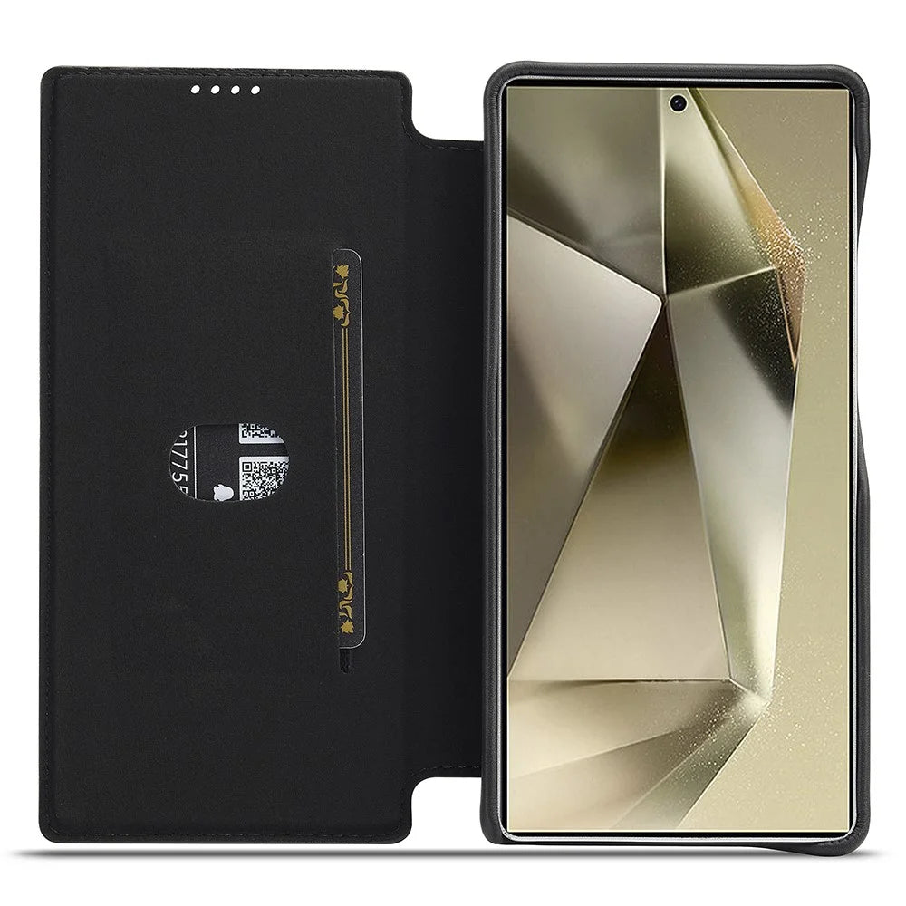 LC.IMEEKE For Samsung Galaxy S25+ Case Card Holder Stand Leather Phone Cover - Black - 2