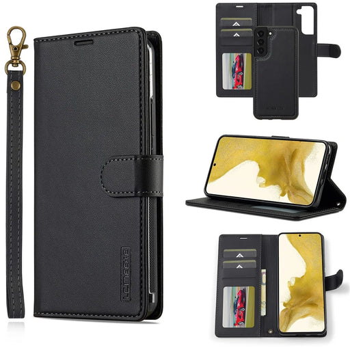 LC.IMEEKE L2 Series for Samsung Galaxy S25+ / S24+ Case PU Leather Wallet Detachable Magnetic Phone Cover - Black - 1