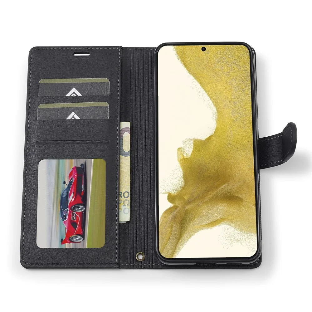 LC.IMEEKE L2 Series for Samsung Galaxy S25+ / S24+ Case PU Leather Wallet Detachable Magnetic Phone Cover - Black - 2