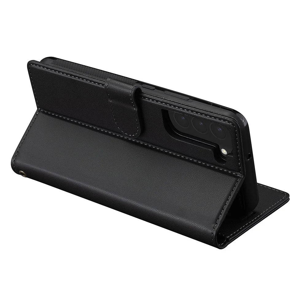 LC.IMEEKE L2 Series for Samsung Galaxy S25+ / S24+ Case PU Leather Wallet Detachable Magnetic Phone Cover - Black - 4