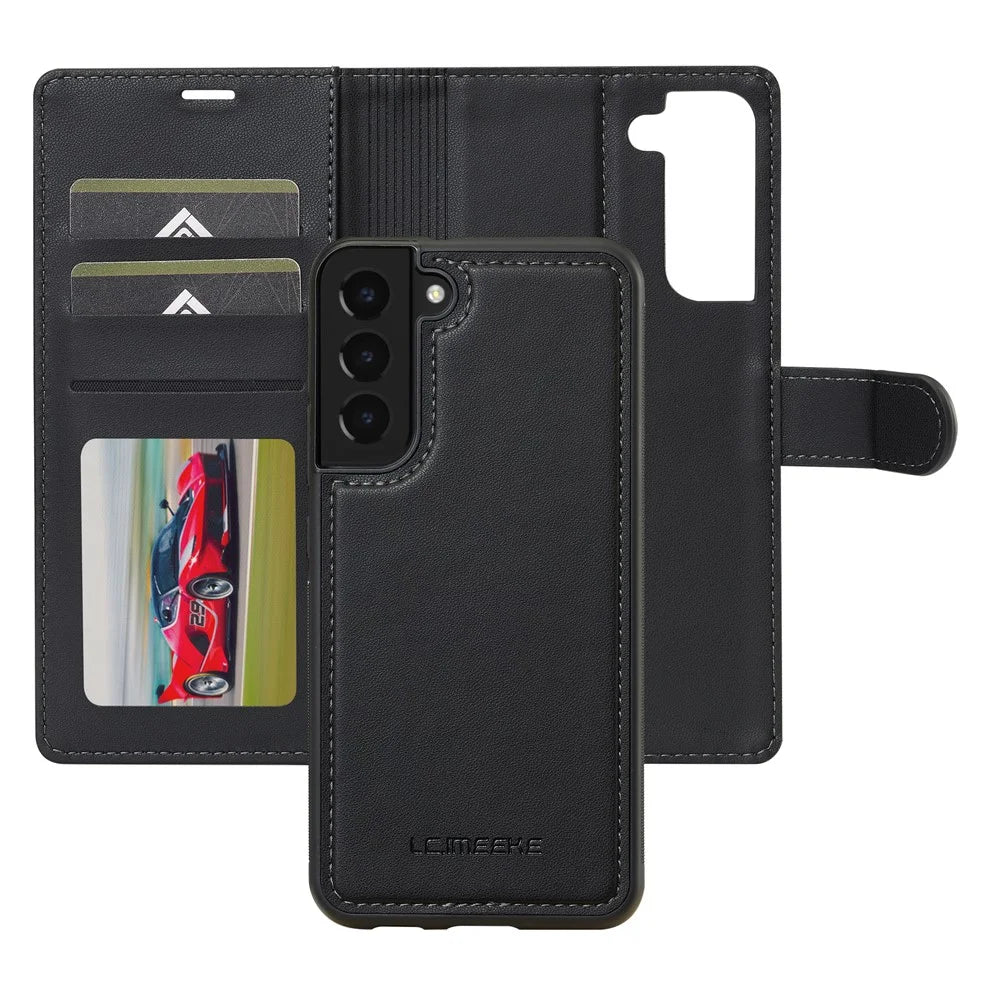 LC.IMEEKE L2 Series for Samsung Galaxy S25+ / S24+ Case PU Leather Wallet Detachable Magnetic Phone Cover - Black - 5