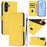 For Samsung Galaxy A26 5G Case Solid Color Wallet Leather Phone Cover with Strap - Lemon - 2