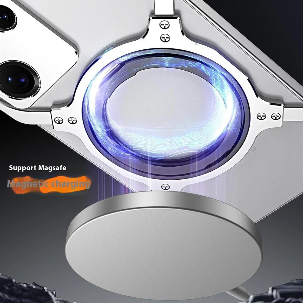 For Samsung Galaxy S25 Ultra Case Kickstand Metal Bumper Magnetic Phone Cover - Silver / Silver - 5
