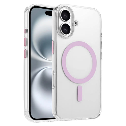 For iPhone 16 Case Compatible with MagSafe Clear PC + TPU Sealed Magnetic Phone Cover - Pink - 1