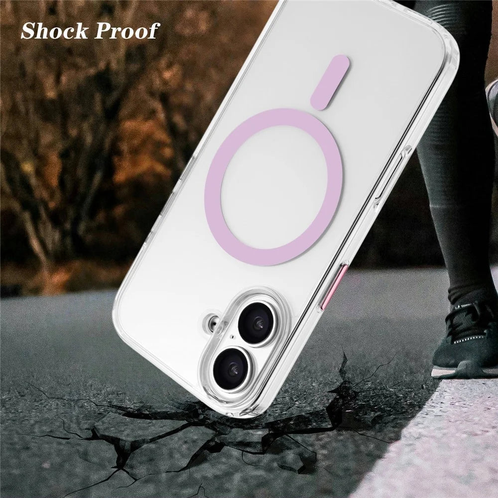 For iPhone 16 Case Compatible with MagSafe Clear PC + TPU Sealed Magnetic Phone Cover - Pink - 5