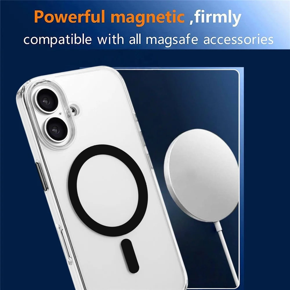 For iPhone 16 Plus Case Compatible with MagSafe Clear PC + TPU Sealed Magnetic Phone Cover - Black - 4