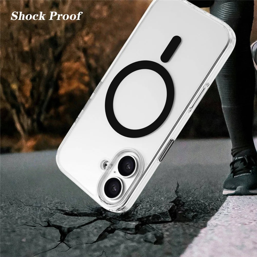 For iPhone 16 Plus Case Compatible with MagSafe Clear PC + TPU Sealed Magnetic Phone Cover - Black - 5