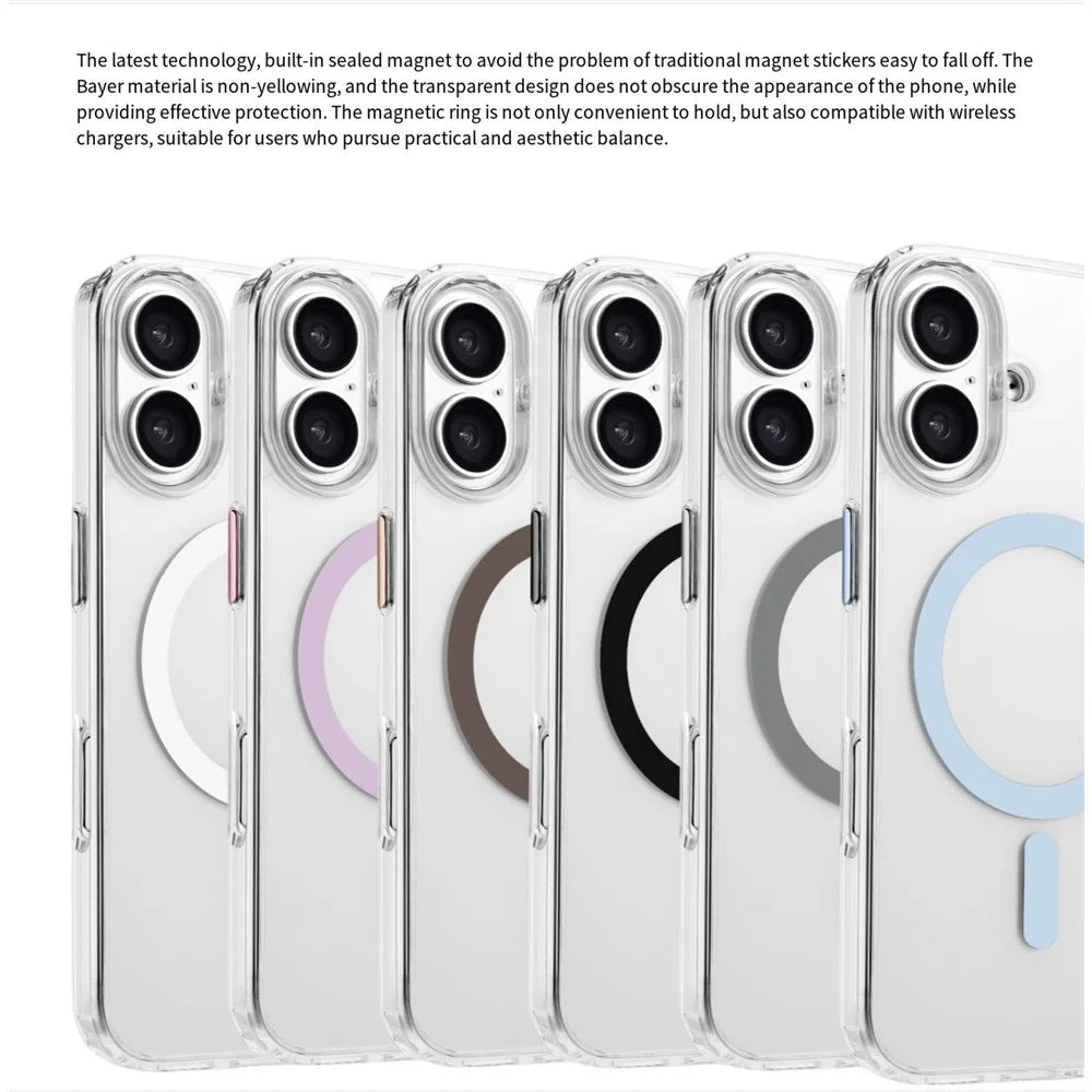 For iPhone 16 Plus Case Compatible with MagSafe Clear PC + TPU Sealed Magnetic Phone Cover - Black - 7