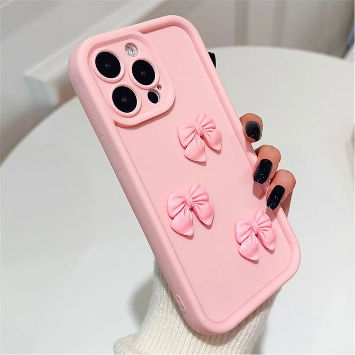 For iPhone 15 Pro Max TPU Case Cute 3D Bowknot Design Creative Protective Phone Cover - 3