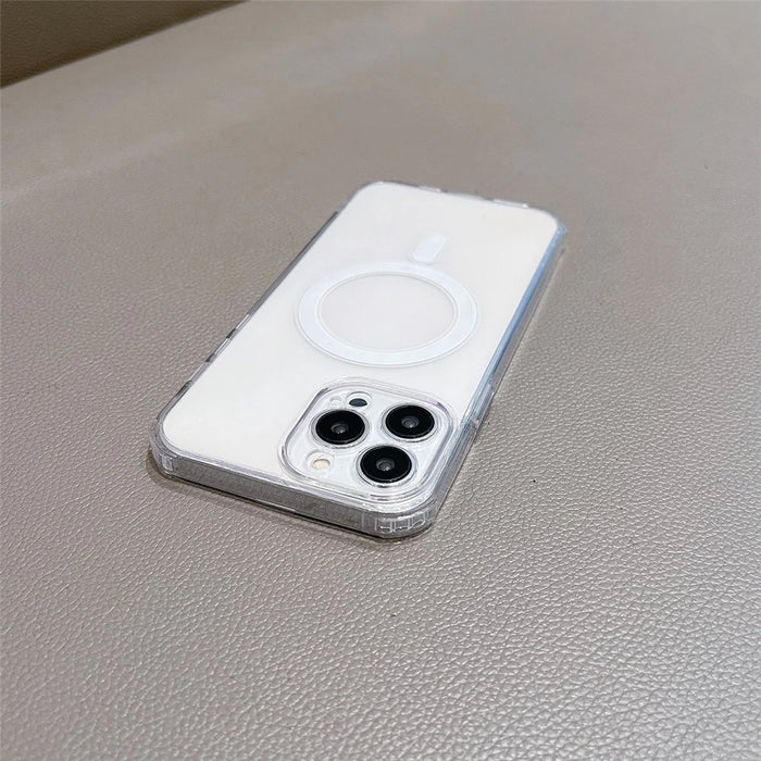 For iPhone 15 Pro Max Magnetic Case Precision Cutouts Shockproof Clear Phone Cover - 5
