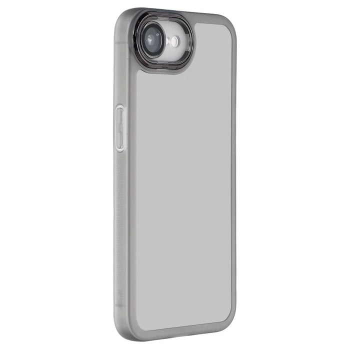 For iPhone 17e / 16e Case Electroplated Camera Frame TPU Phone Cover - Transparent Black - 1