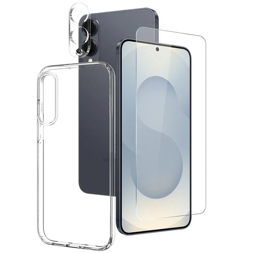 NORTHJO For Samsung Galaxy S25 Edge TPU Phone Case + Tempered Glass Film + Camera Lens Protector (Support Fingerprint Unlock) - 1