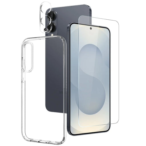 NORTHJO For Samsung Galaxy S25 Edge TPU Phone Case + Tempered Glass Film + Camera Lens Protector (Support Fingerprint Unlock) - 1