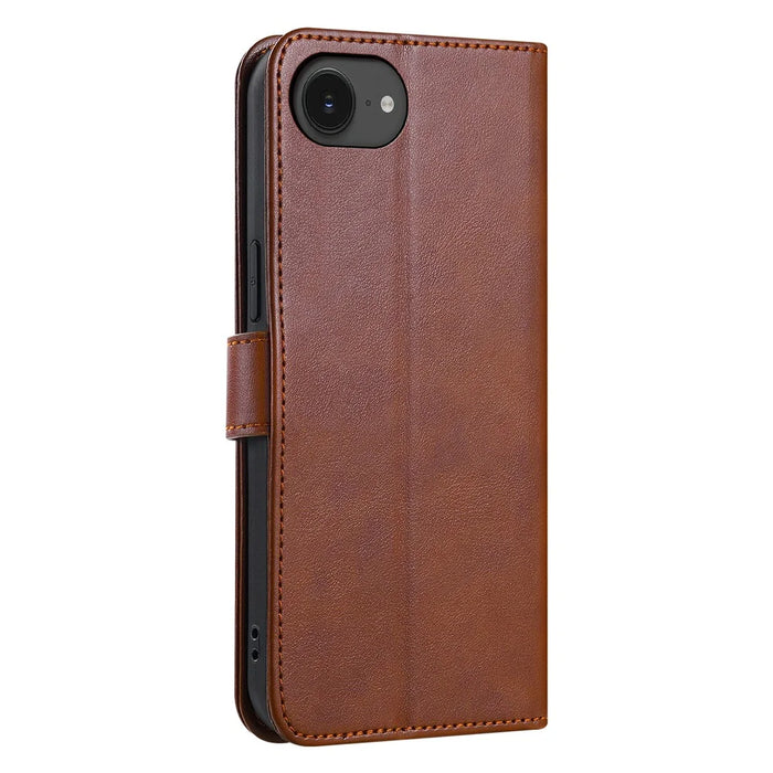 AZNS For iPhone 17e / 16e Case Anti-Scratch PU Leather Stand Wallet Phone Cover - Brown - 7
