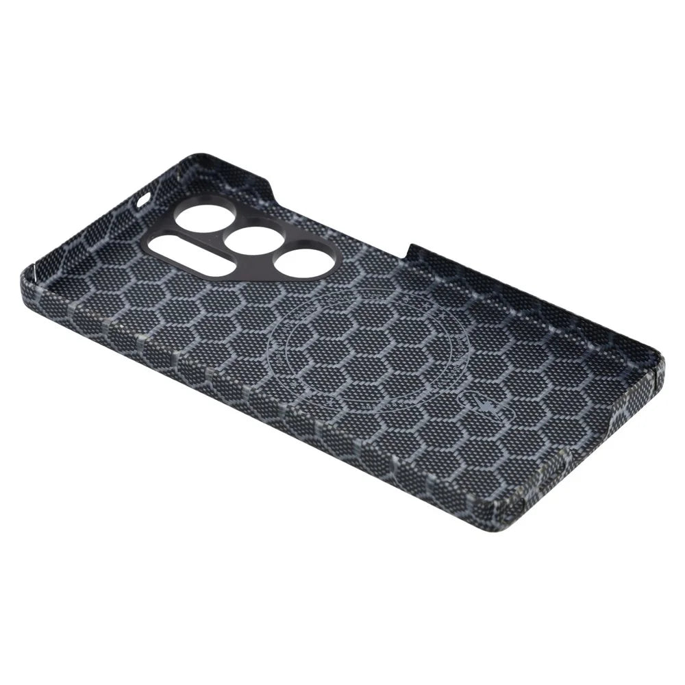 For Samsung Galaxy S25 Ultra Magnetic Case Aramid Fiber Honeycomb Texture Phone Cover - 5