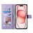 For iPhone 15 Case Rhombus Stitching Wallet Stand Leather Phone Cover with Long  /  Short Strap - Purple - 2