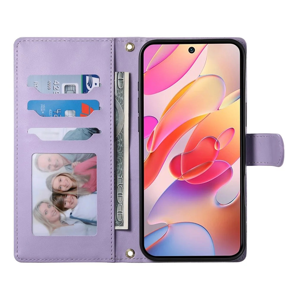 For Samsung Galaxy A36 5G Case Rhombus Stitching Wallet Stand Leather Phone Cover with Long / Short Strap - Purple - 2