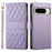 For Google Pixel 8 Pro Case Rhombus Stitching Wallet Stand Leather Phone Cover with Long  /  Short Strap - Purple - 1