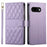 For Google Pixel 9a Case Rhombus Stitching Wallet Stand Leather Phone Cover with Long  /  Short Strap - Purple - 1