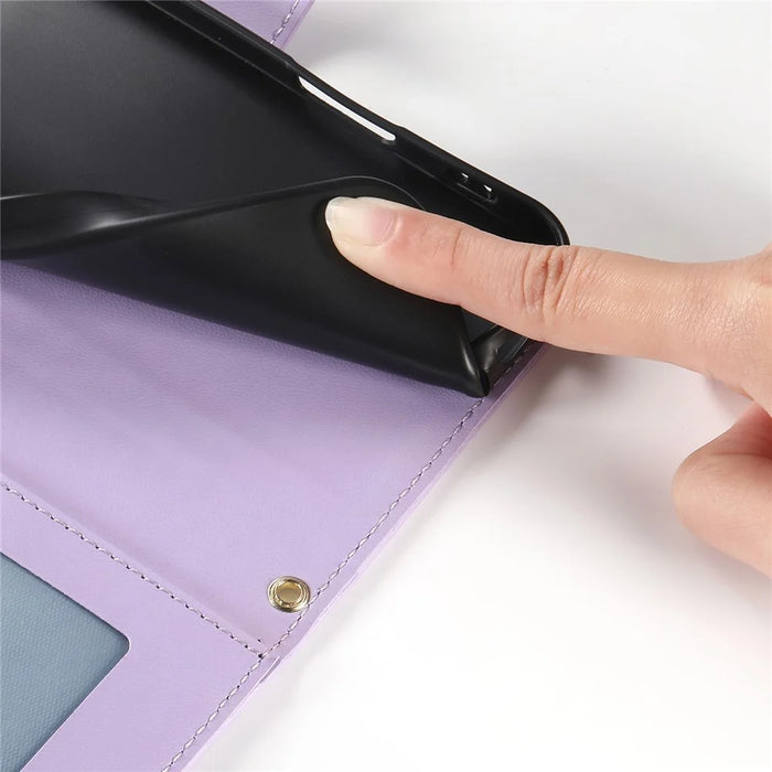 For Google Pixel 9a Case Rhombus Stitching Wallet Stand Leather Phone Cover with Long  /  Short Strap - Purple - 6