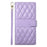 For iPhone 16 Plus Case Rhombus Stitching Wallet Stand Leather Phone Cover with Long  /  Short Strap - Purple - 7