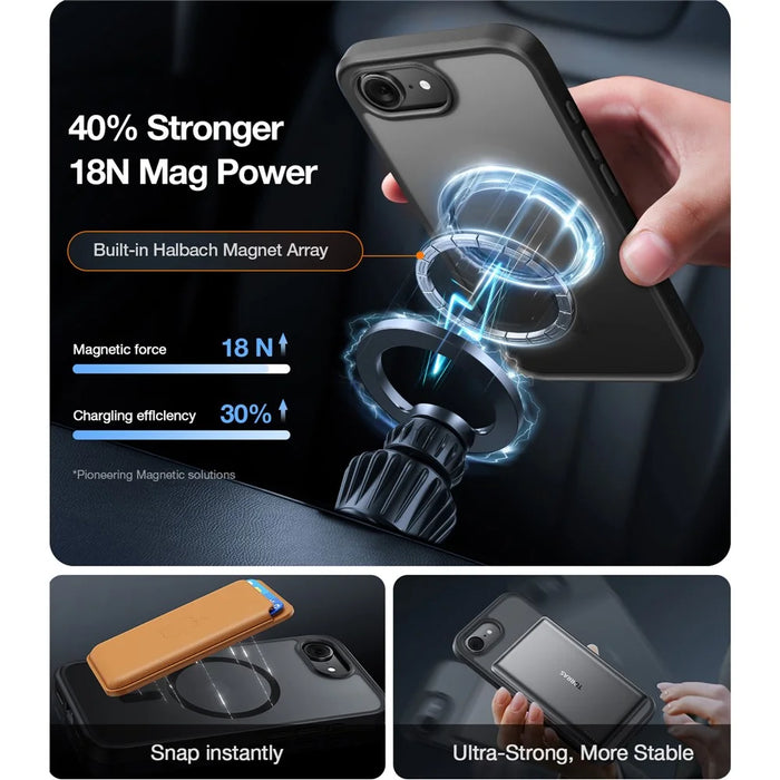 TORRAS Guardian-Mag Series For iPhone 17e / 16e Case Magnetic Matte PC + TPU Phone Cover - Black - 5