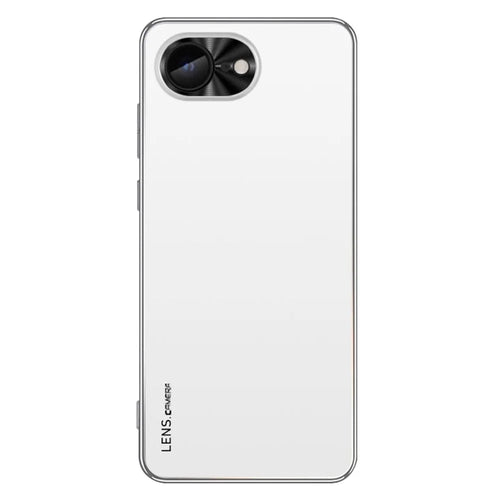 For iPhone 17e / 16e Case Acrylic + TPU + Metal Anti-Scratch Phone Cover with Electroplating Frame - White - 1
