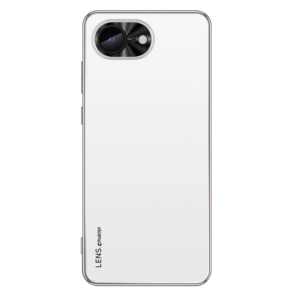 For iPhone 17e / 16e Case Acrylic + TPU + Metal Anti-Scratch Phone Cover with Electroplating Frame - White - 1