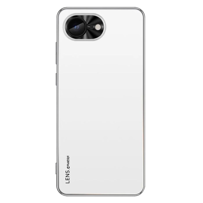For iPhone 17e / 16e Case Acrylic + TPU + Metal Anti-Scratch Phone Cover with Electroplating Frame - White - 1