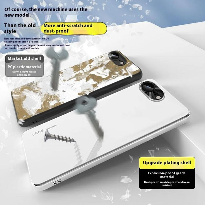 For iPhone 17e / 16e Case Acrylic + TPU + Metal Anti-Scratch Phone Cover with Electroplating Frame - White - 3