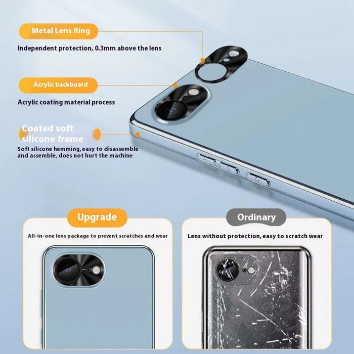 For iPhone 17e / 16e Case Acrylic + TPU + Metal Anti-Scratch Phone Cover with Electroplating Frame - White - 6