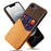 For iPhone 17e / 16e Case PU Leather Cloth Texture Hard PC Phone Cover with Card Holder - Orange - 1