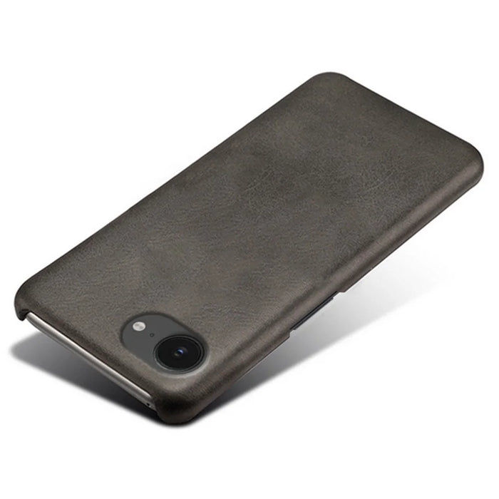 For iPhone 17e / 16e Case Calf Texture PU Leather Hard PC Protective Phone Cover - Black - 3