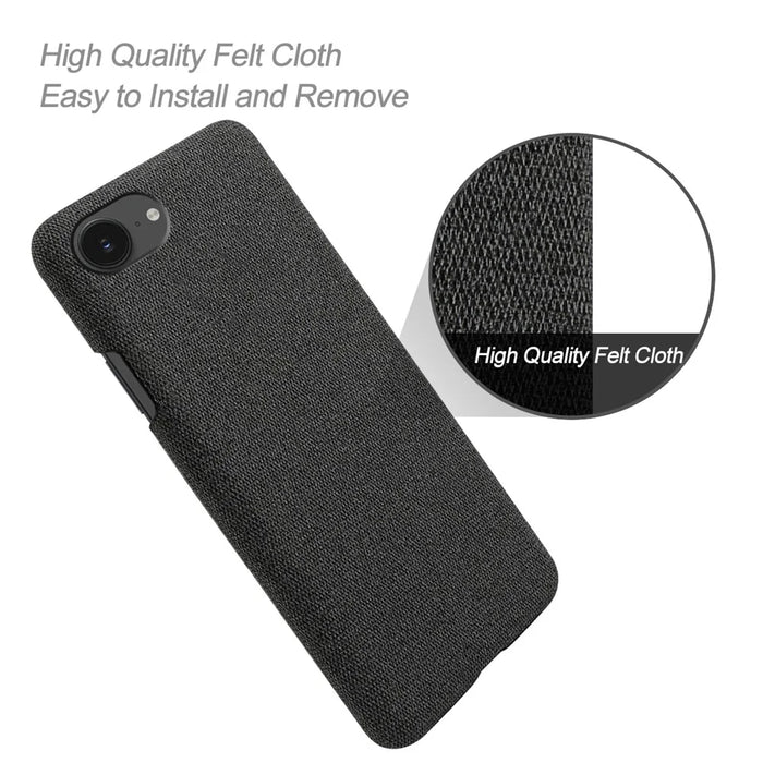 For iPhone 17e / 16e Phone Case Cloth Texture Anti-Scratch Protective PC Back Cover - Black - 4