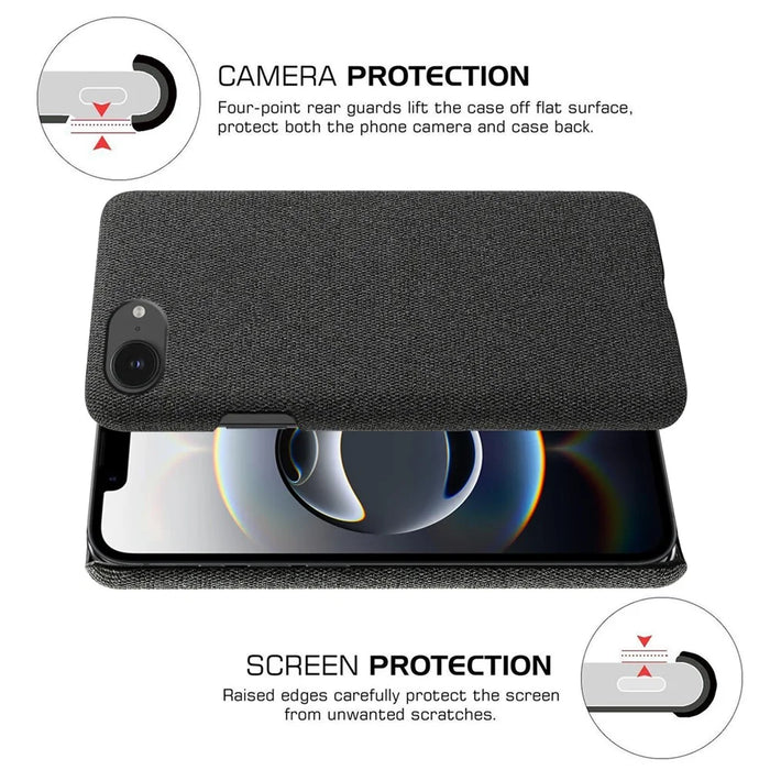 For iPhone 17e / 16e Phone Case Cloth Texture Anti-Scratch Protective PC Back Cover - Black - 5