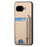 For Google Pixel 9a Case with Card Holder Kickstand Leather Back Cover - Khaki - 2