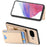 For Google Pixel 9a Case with Card Holder Kickstand Leather Back Cover - Khaki - 5