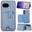 For Google Pixel 9a Case Card Slots Kickstand Phone Back Cover with Card Tool - Blue - 1