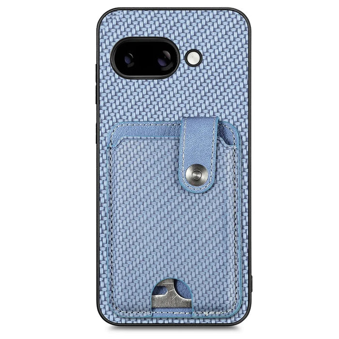 For Google Pixel 9a Case Card Slots Kickstand Phone Back Cover with Card Tool - Blue - 2