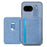 For Google Pixel 9a Case Card Slots Kickstand Phone Back Cover with Card Tool - Blue - 5