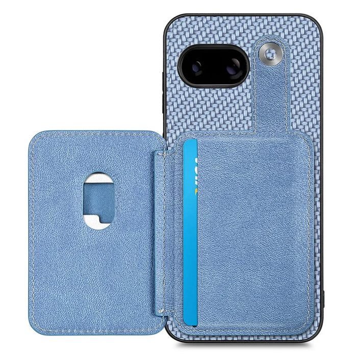 For Google Pixel 9a Case Card Slots Kickstand Phone Back Cover with Card Tool - Blue - 5