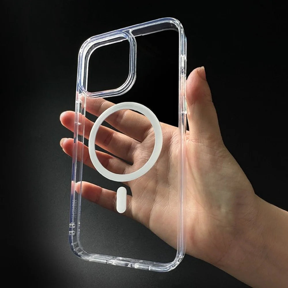 For iPhone 15 Pro Max Magnetic Case TPU + PC Clear Phone Back Cover 2mm Thickness - 5
