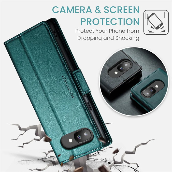 CASEME For Google Pixel 9a Case  023 Series RFID Blocking Glossy Stand Phone Cover - Green - 7