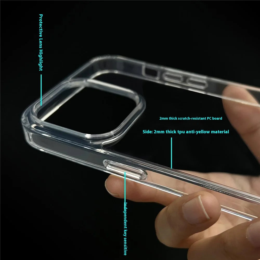 For iPhone 15 Pro Max Case TPU + PC Clear Phone Back Cover 2mm Thickness - 2