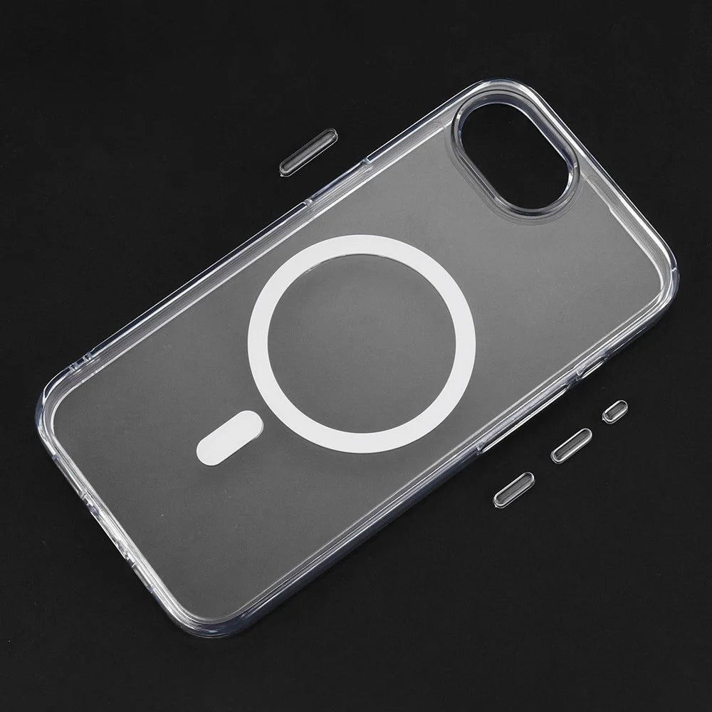 For iPhone 17e / 16e Magnetic Case TPU + PC Clear Phone Back Cover 2mm Thickness - 1